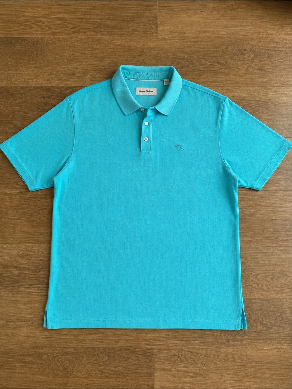 Tommy Bahama XL Polo Shirt Turquoise Aqua Tencel Modal Marlin Golf